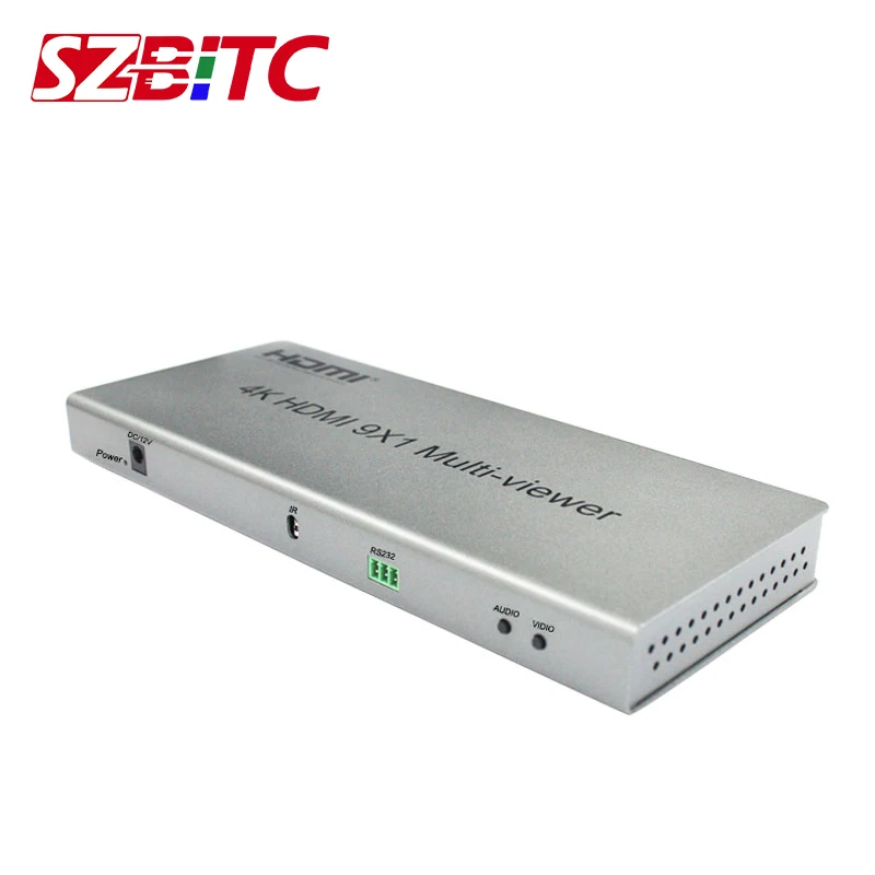 SZBITC 4K HDMI 9x1 Multi-viewer HDMI Switcher 9 in 1 out Konverter Pembagi Layar IR Beralih Mulus dengan Remote Control