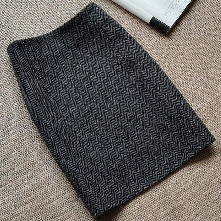 

autumn winter woolen skirt women high waist package hip a-line skirt