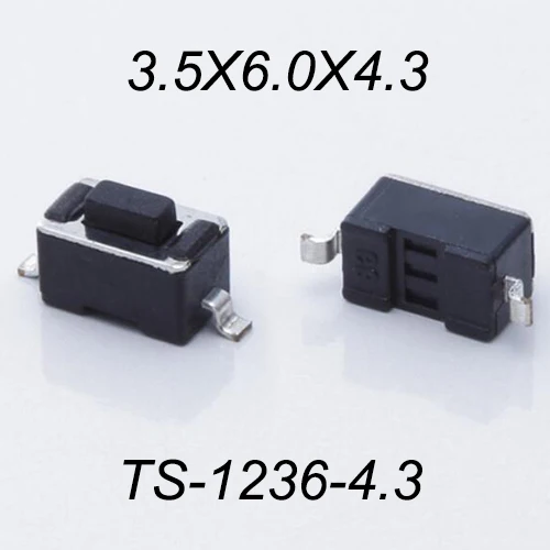 50PCS Black Push Button Switch Momentary Tact Button Switch 3X6X5mm/4.3mm DIP /SMT 2Pin 260GF Key Power Button