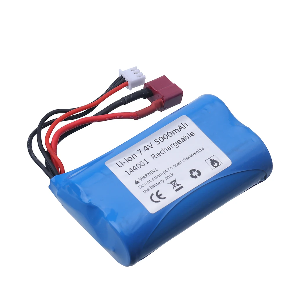 Batteria agli ioni di litio da 7.4V per telecomando parti di automobili giocattolo T/JST/SM/Tamiya spina per wltoys 144001 12428 rc car 7.4V 5000mah batteria 2S