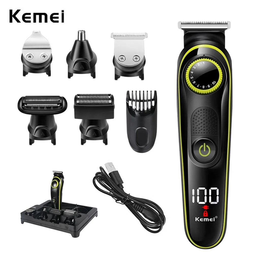 Kemei 696 Electric Hair Clipper Multifunctional Trimmer Men Electric Shaver Razor Nose Trimmer Hair Cutting Machine Grooming Kit