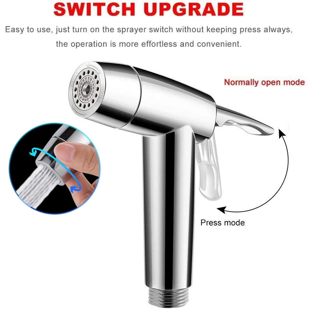 Toilet Hand Bidet Faucet Bathroom Bidet Shower Sprayer 1.2M Hose Tank Hooked Holder Easy Install for Women's Health Protection