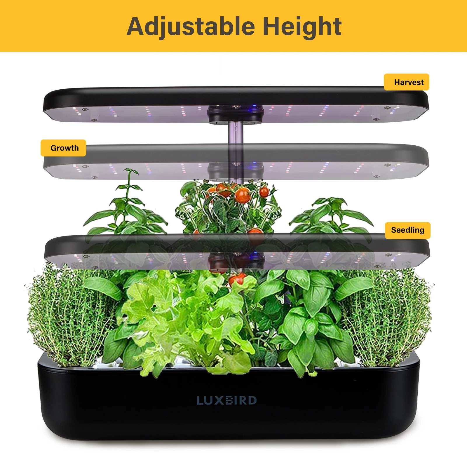 INKBIRD Hydroponics Growing System Height Adjustable with Smart LED Grow Light Large Capacity Germination Kit for Home Gardening