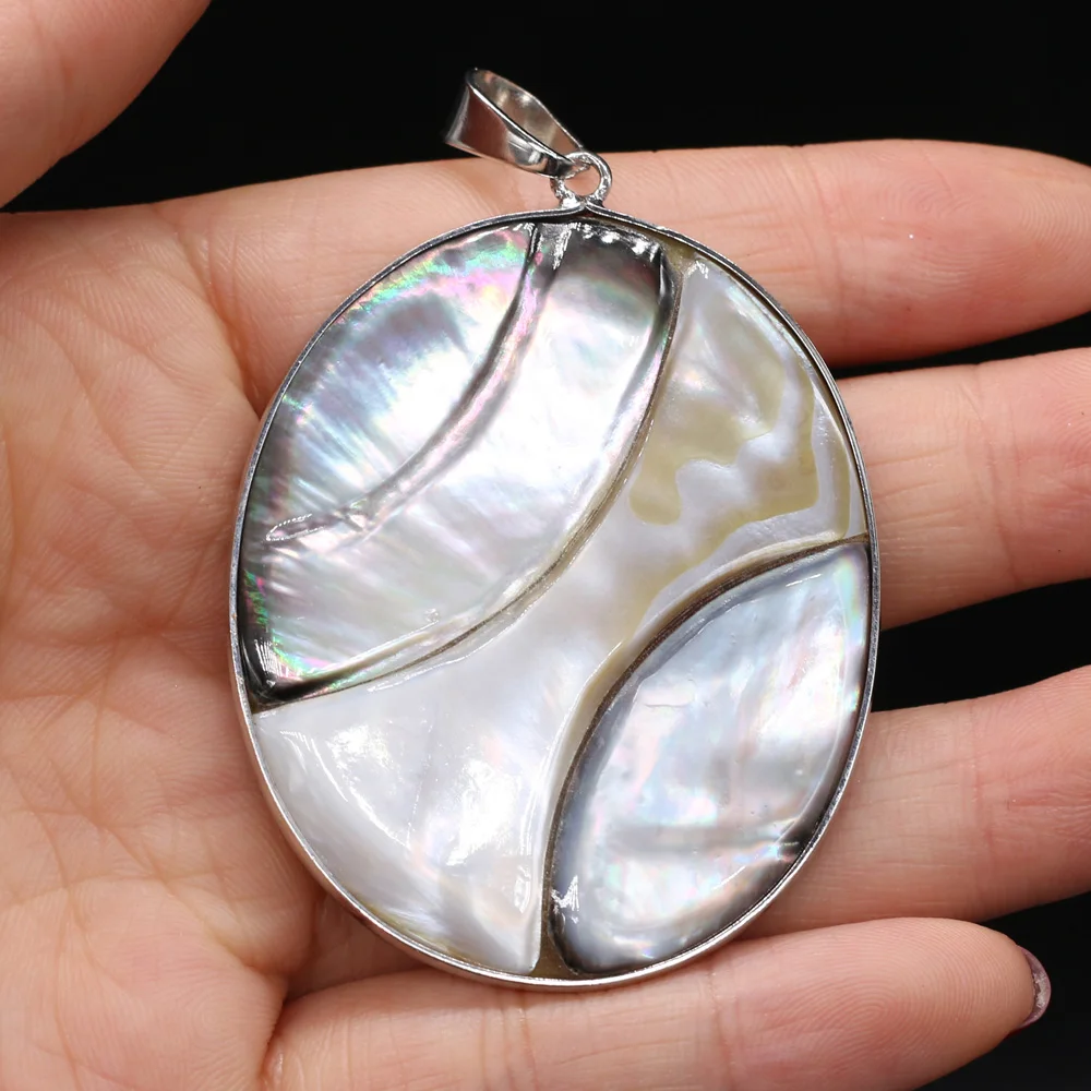 Natural Stone Shell Pendant Exquisite Oval Charms For Jewelry Making Charms DIY Necklace Accessory