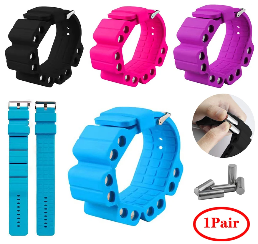 Adjustable Remove/Insert Metal Steel Column Weight-Bearing Silicone Ankle Strap Wristband Strengthening Yoga Fitness Bracelet