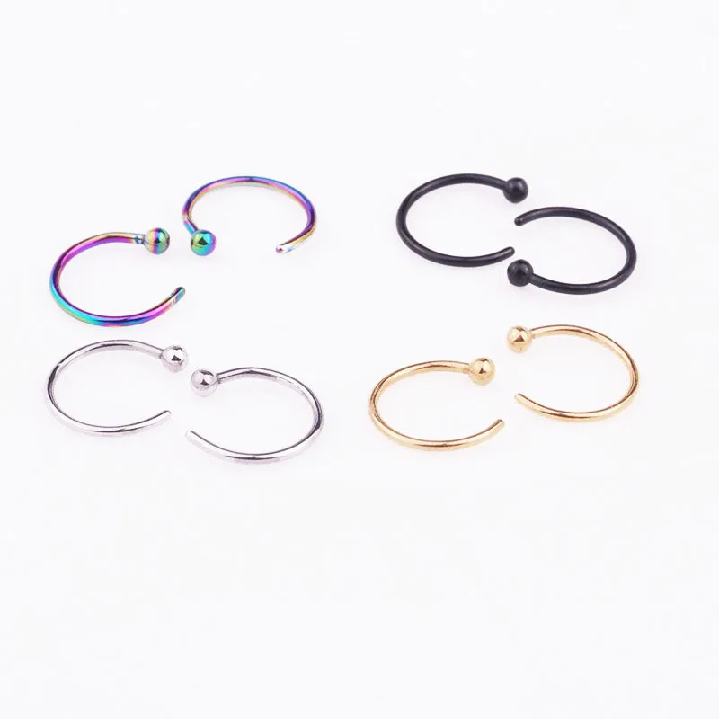 1Pcs C Shape Straight Single Head Ball Nose Nail In Europe and The Hot Style Nose Rings Stainless Steel Puncture Accessories