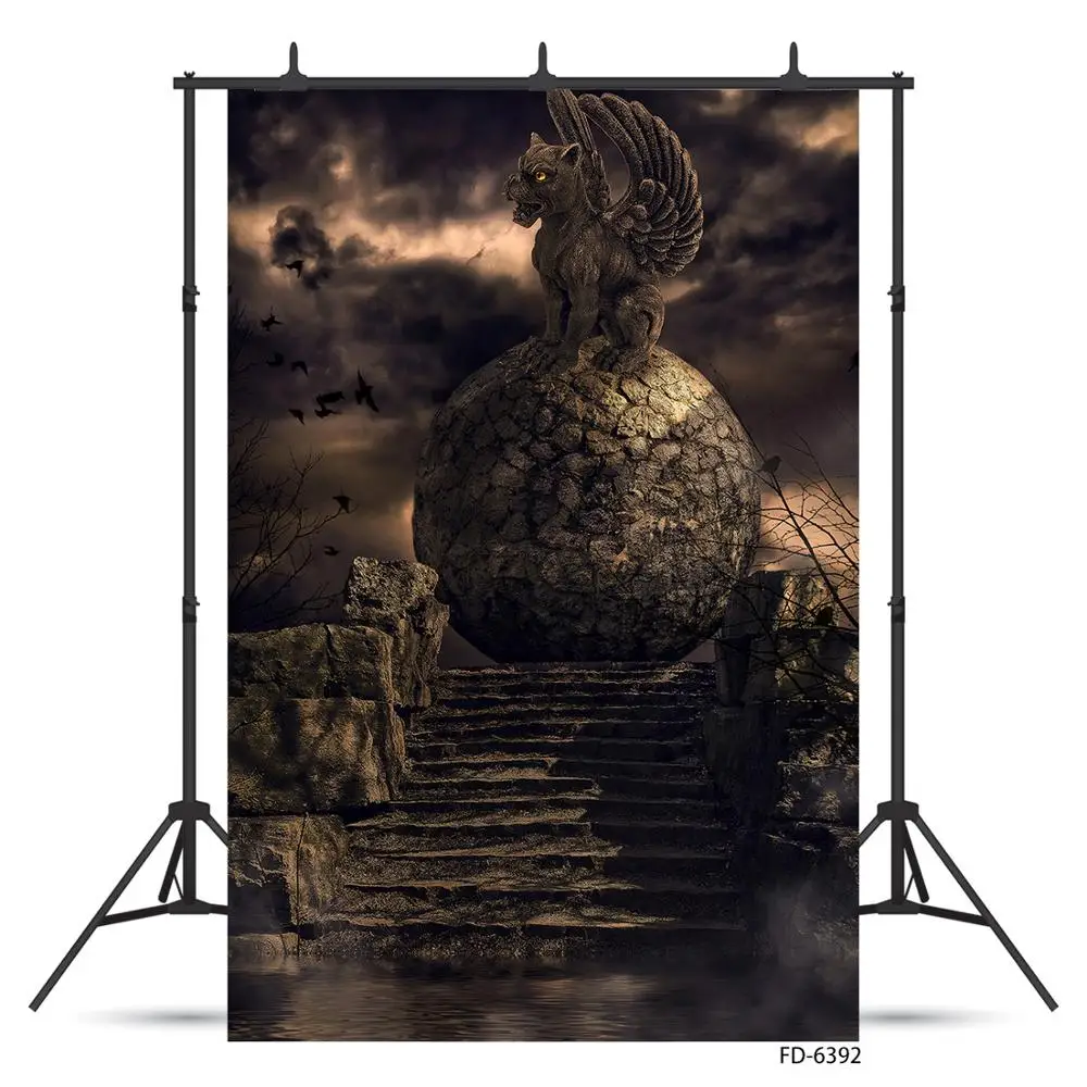 Brick Steps Ball Monster Statue Photography Background Customized Backdrop Photo Studio for Baby Children Portrait Photophone