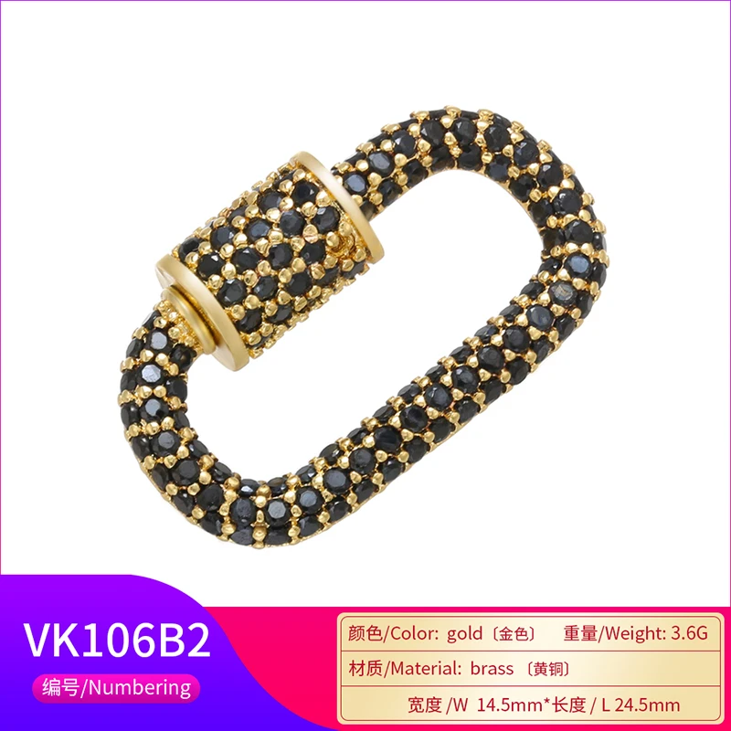 Pavé-Zirkonia 18K vergoldeter Karabinerverschluss DIY Schmuckzubehör für handgefertigte Halsketten- und Armbandkomponenten Schraubverschluss: VK106 – Detail 24