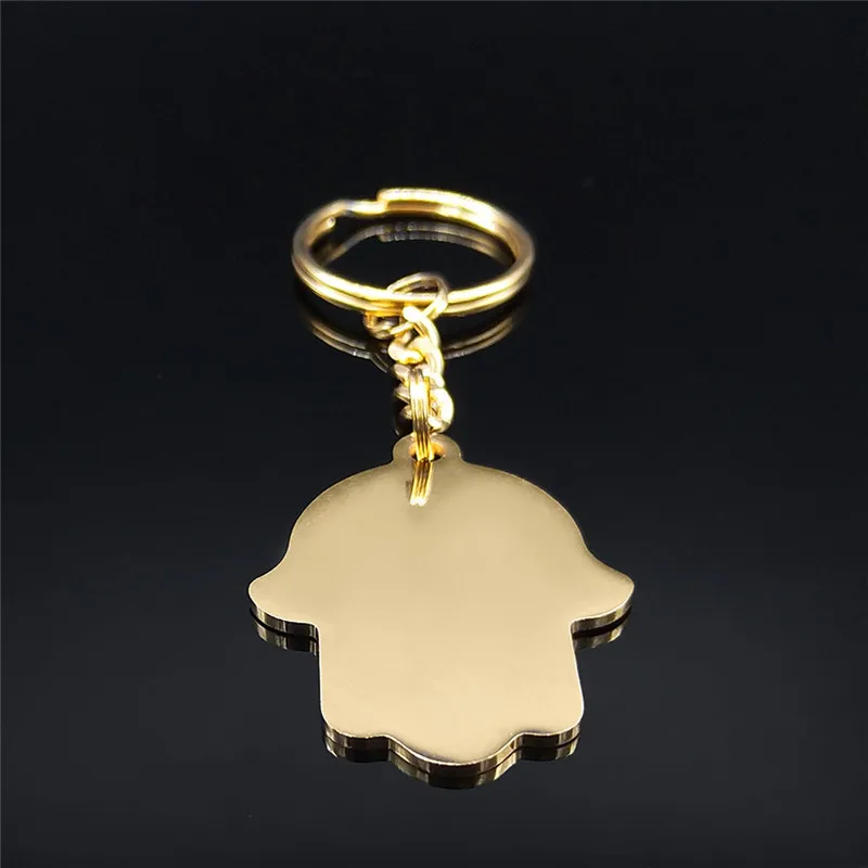 Hamsa Hand Islamic Muslim Islam God Allah Quran Arabic Stainless Steel Keychain for Women/Men Jewelry coran porte clefs N2965S05