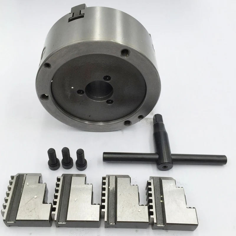 100mm 4'' Self Centering 4 Jaw Lathe Chuck SANOU K12-100 Hardened Reversible Mounting Tool for Drilling Milling woodworking