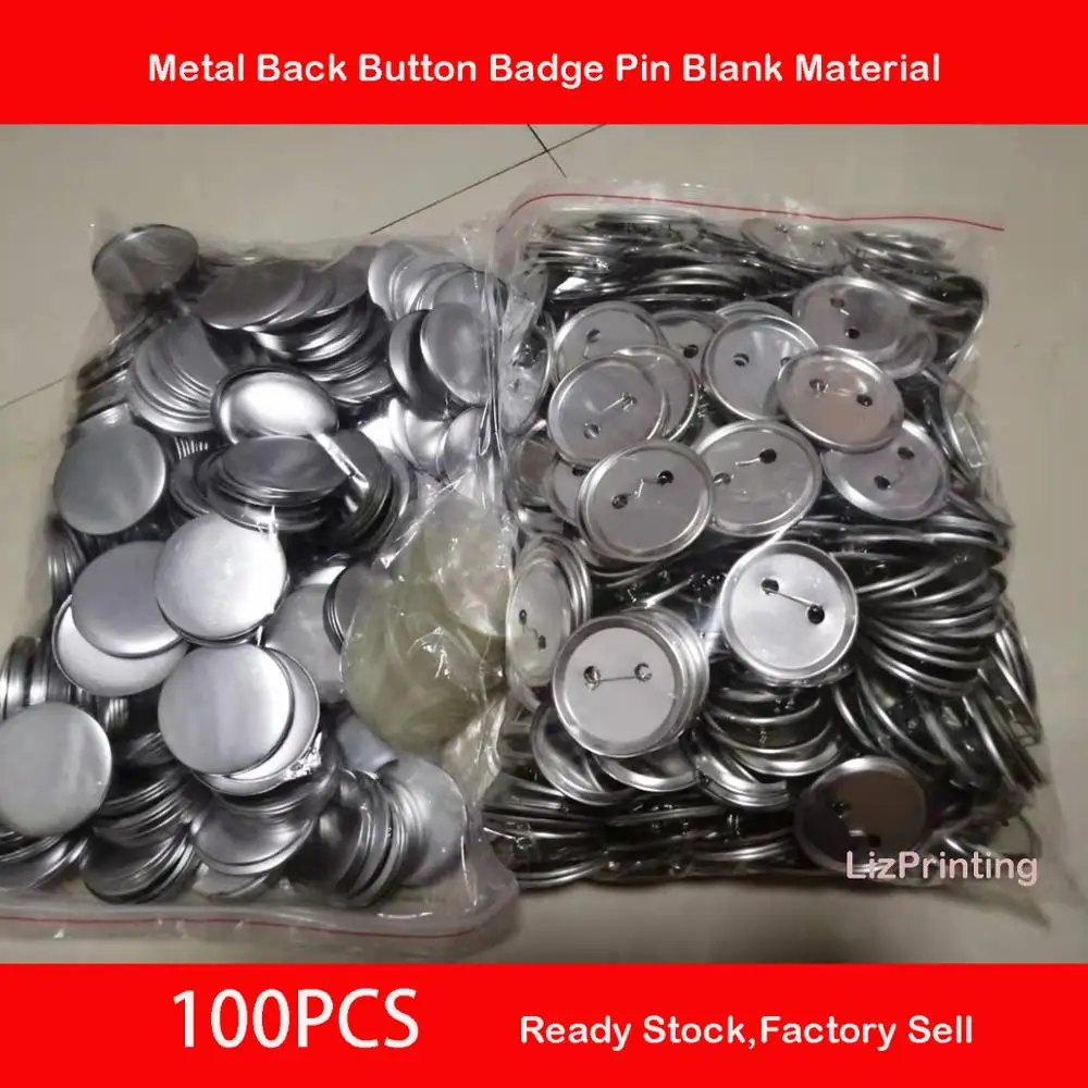 37mm Metal back  DIY  Badge Button Pins  Blank Raw Material pins buttons badges supplies parts 100PCS