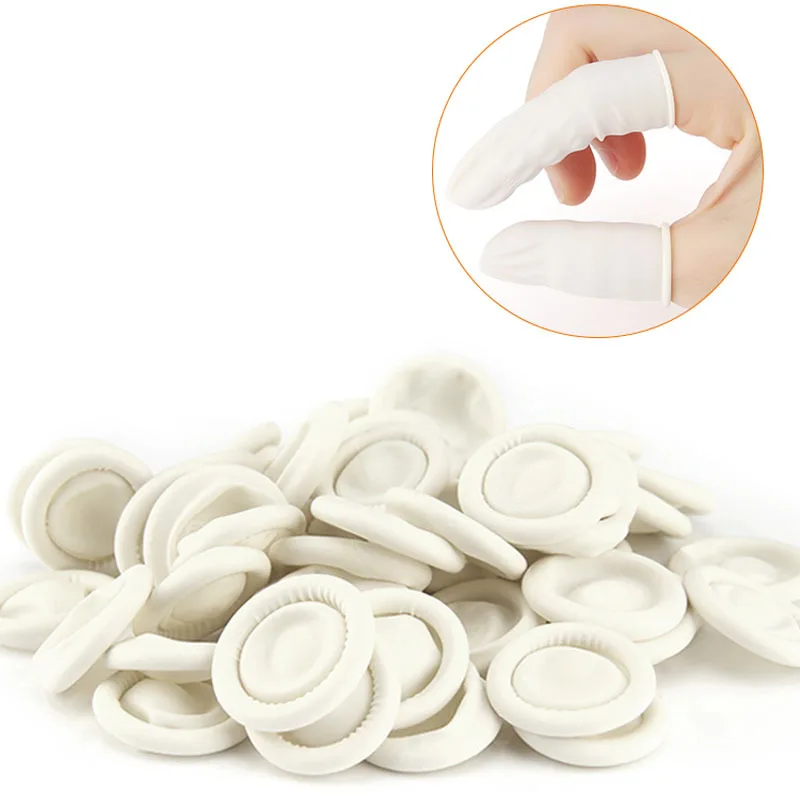 100Pcs Disposable Fingertips Protector Gloves Natural Rubber Non-slip Anti-static Latex Finger Cots Fingertips Durable Tools