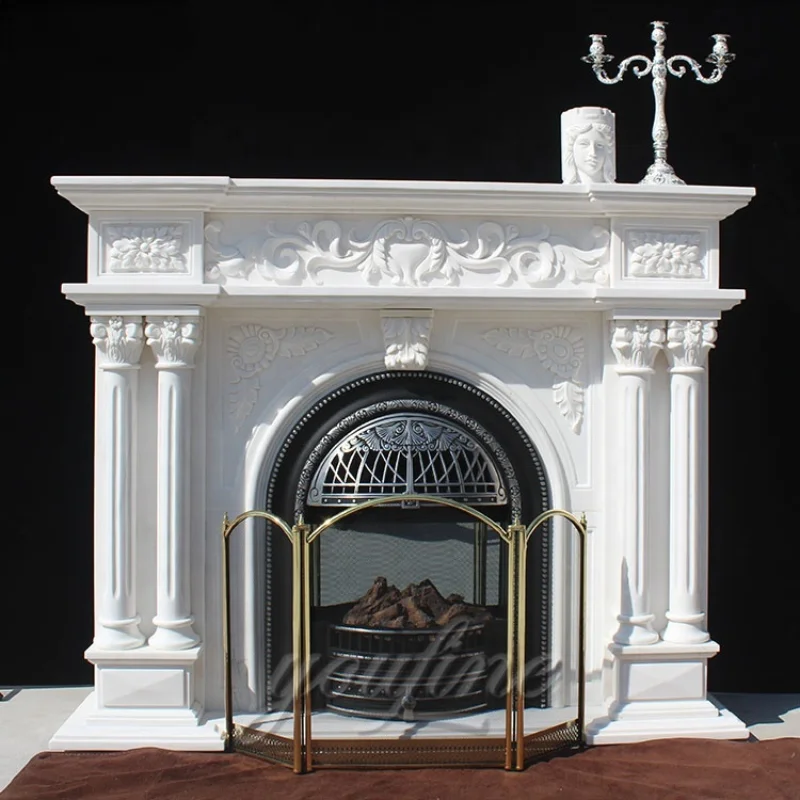 New designs White Marble Fireplace surround and Fireplace Mantels for decor