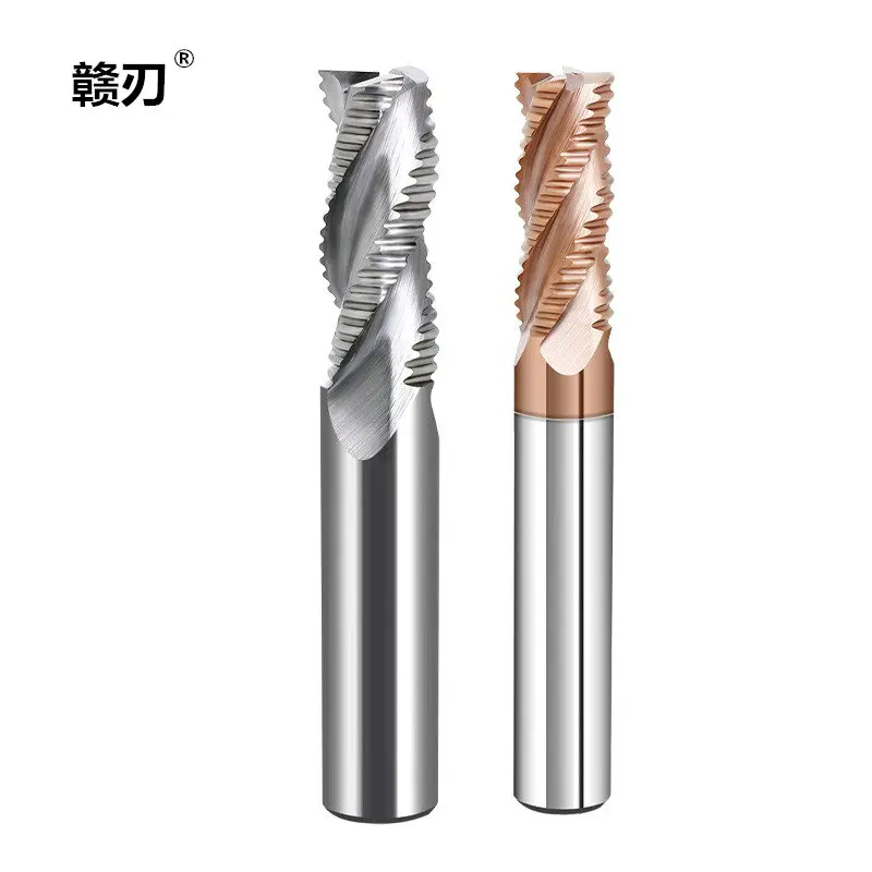 Roughing End Mills Solid Carbide 3 Flutes 4 Teeth  Lron Aluminum Stainless Steel MDF Fiberglass Acrylic Wood Copper Plastic