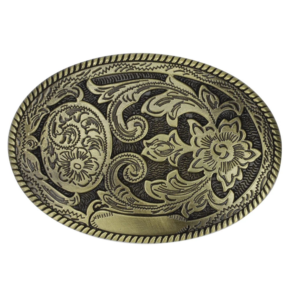 Elliptical Tang Grass Belt Buckle Width 4.0cm for Women Fashion