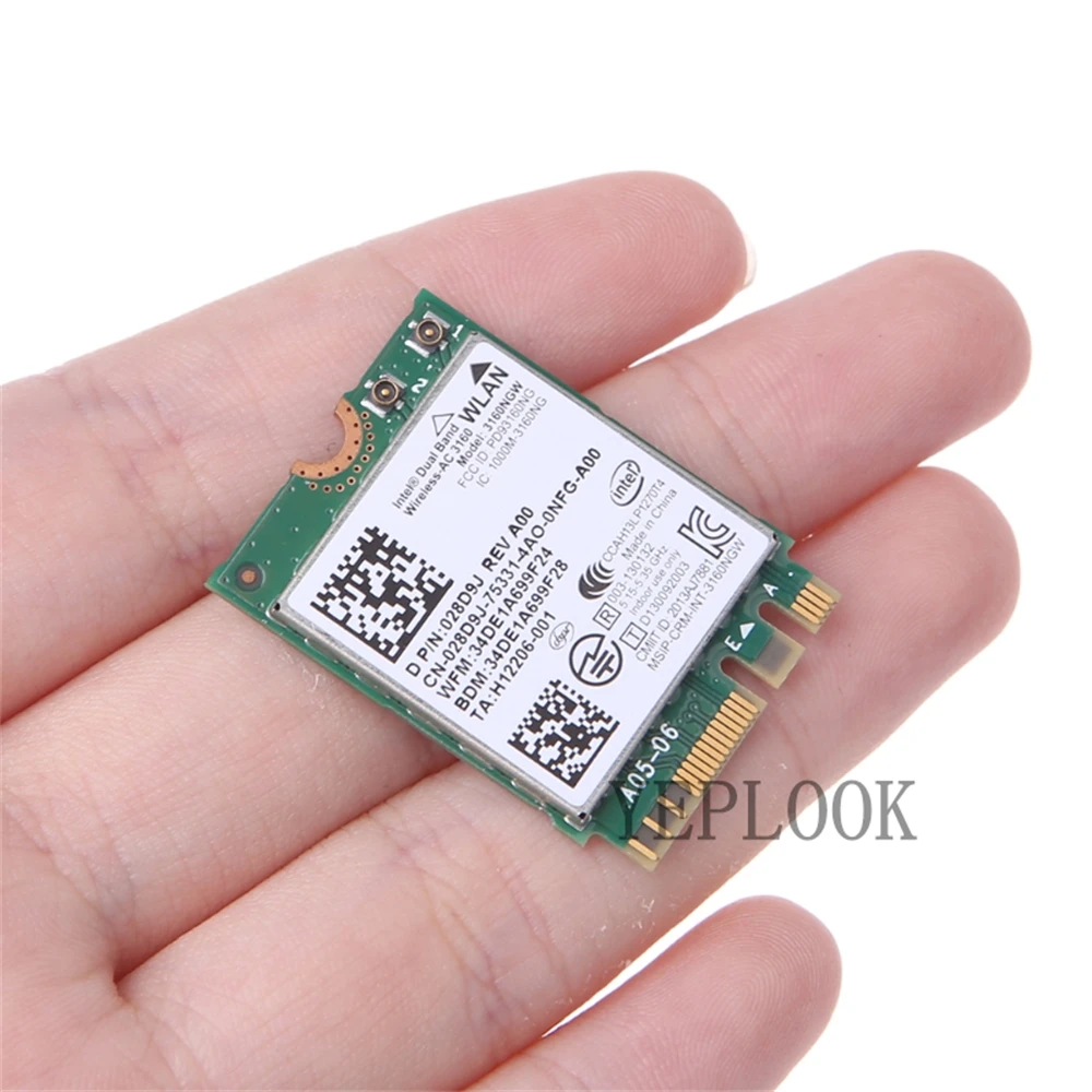 Tarjeta Wifi inalámbrica para DELL, 3160, 433, 3160NGW, 2,4 Mbps, banda Dual, 4,0G, 5GHz, Bluetooth 5547, NGFF, 5545, 5548, 5558, 5557, 5758, 5559