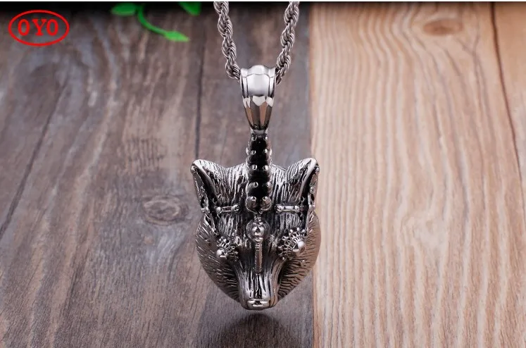 925 Silver European and American Retro Domineering Wolf Head Necklace Pendant