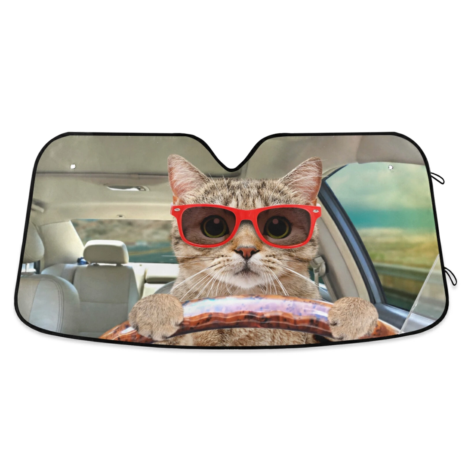 Car Sun Visor Sunglasses Cat Driving Car Windshield Sun Shade Auto Front Window Cover Foldable UV Protector Keep Vehicle Cool