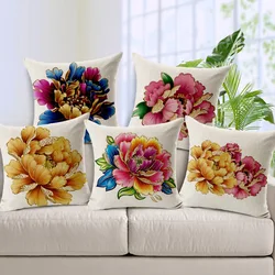Floral Series Gold Flowers Cushion Red Roses Pillow for Sofa Bedroom Car Decoration Flower Cherry Throw Pillowcases
