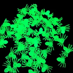 50pcs Mini Luminous Spiders Scary Props Halloween Decoration Glow In The Dark for Haunted House Bar Party Decor Simulation Toys