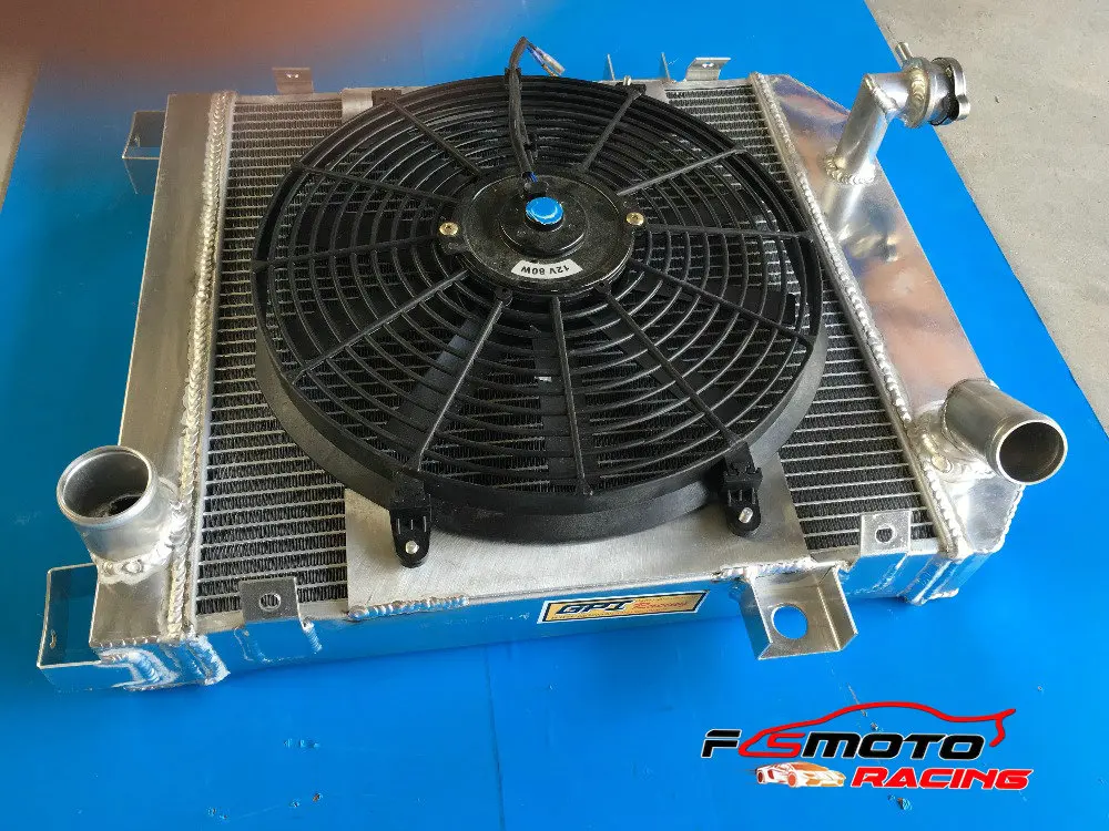 Aluminum Radiator + shroud + fan for JAGUAR MK1/MK2 MK I/II S-TYPE SALOON MT 1955-19681956 1957 1958 59 60 61 62 63 64