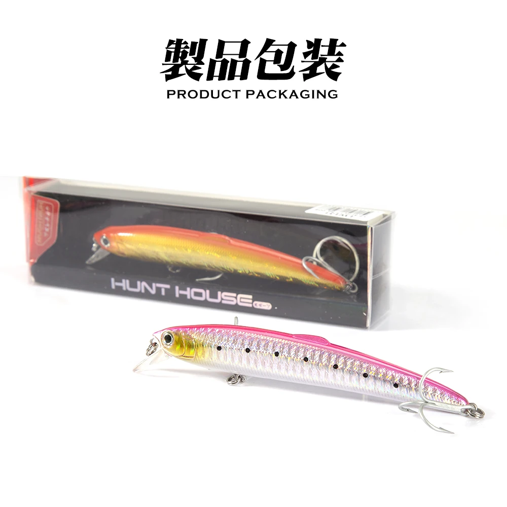 Hunthouse smith saruna minnow fishing lure hard baits flexible rattle balls floating 0-0.8m 125mm 17.5g for fishing seabass pike