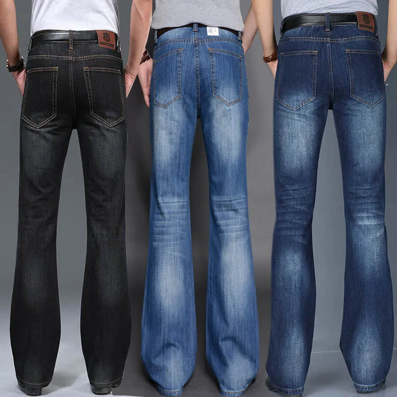 Jeans para hombre, pantalones vaqueros acampanados grandes para hombre, corte de bota, pierna acampanada, corte holgado, cintura alta, pantalones