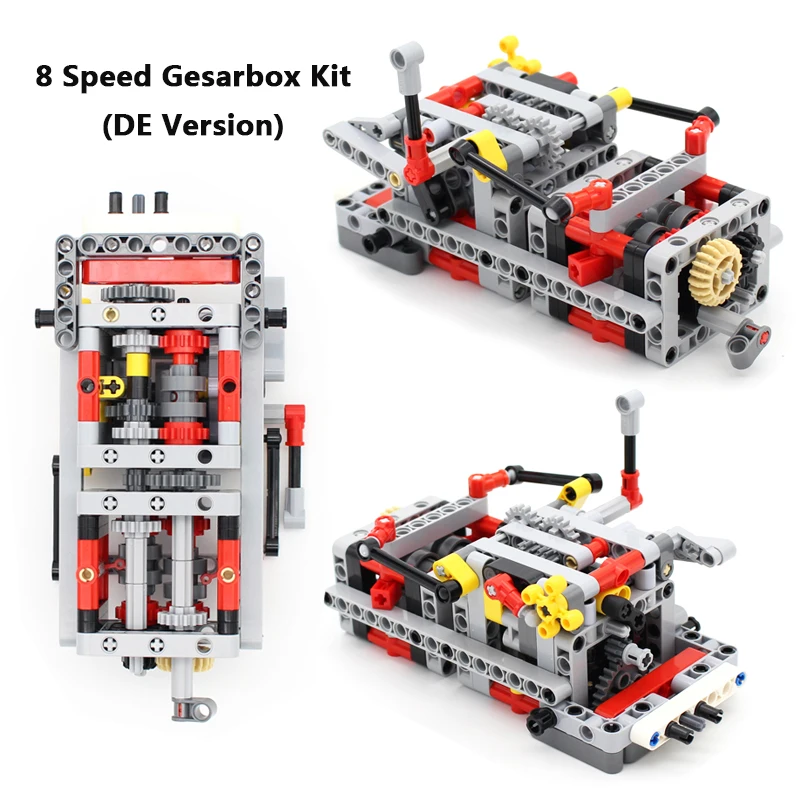 Technology Mechanical Group 8 Speed Transmission Gearbox Kit MOC Brick Assembly Model Building Blocks Compatible with Engine