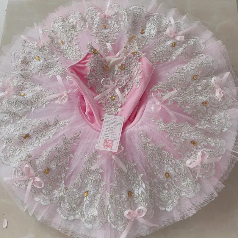 Vestido de balé para adultos e crianças, bailarina infantil, panqueca tutu rosa pêssego, Professional Swan Lake