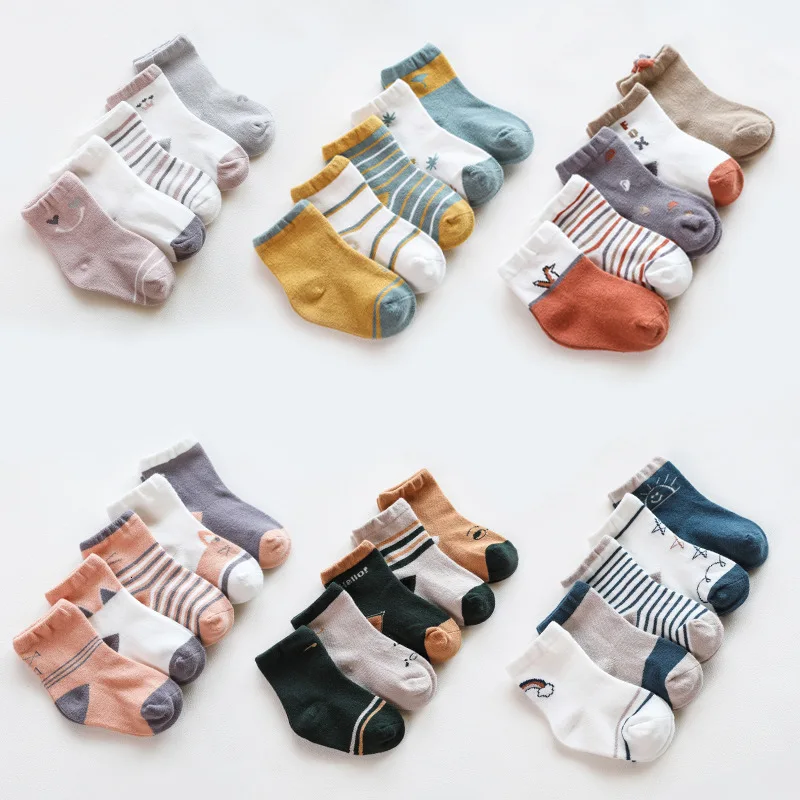 

5Pairs/lot Infant Baby Socks Autumn Baby Socks For Girls Cotton Newborn Cartoon Boy Toddler Socks Baby Clothes Accessories