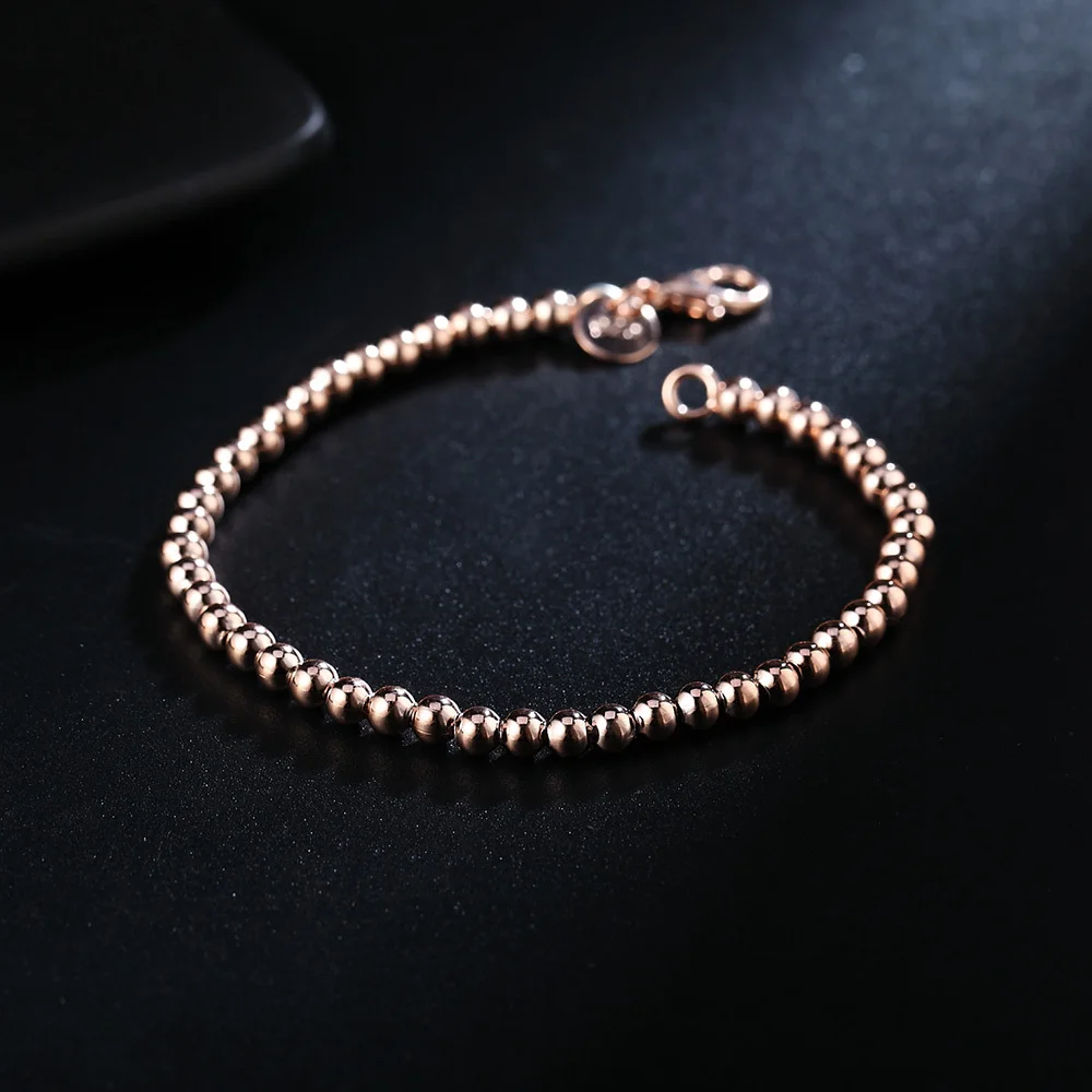 100% 925 solidna prawdziwe srebro moda 4mm koraliki Ball Chain Bracelet 20cm dla nastoletnie dziewczyny Lady prezent kobiety Fine Jewelry — zdjęcie 3