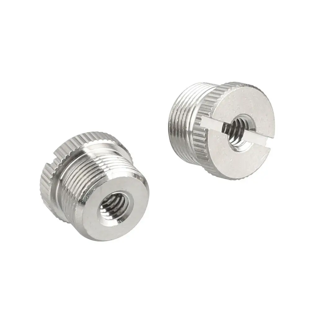 2x5/8 ''-27ตัวผู้ถึง1/4''-20ตัวเมียอะแดปเตอร์สกรูสำหรับขาตั้งไมโครโฟน5/8อะแดปเตอร์ "เป็น1/4"