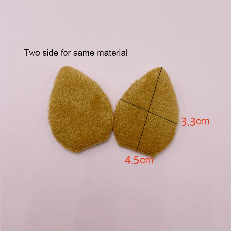 40Pairs/Lot 3.3*4.5CM Double-sided Plush Brown Ear Padded Appliques For Craft Clothes Sewing Supplies DIY Hair Clip Accessories