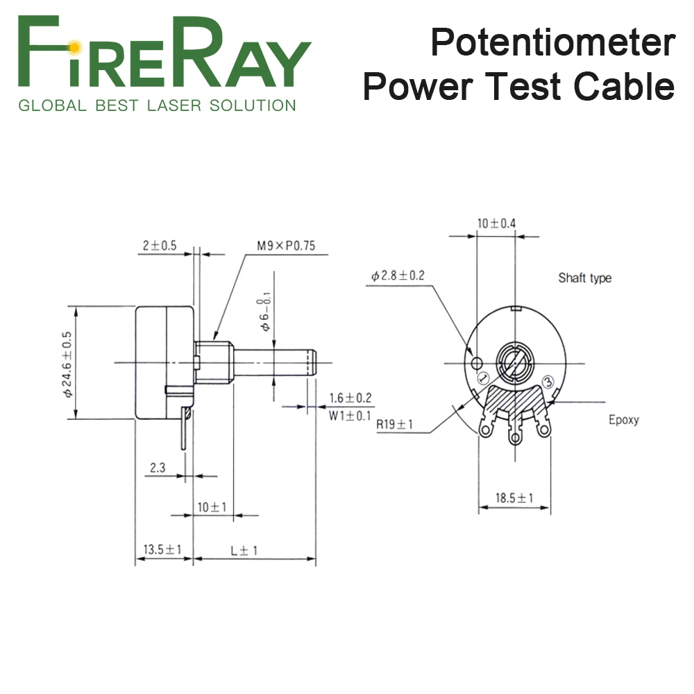 FireRay Adjustable Resistor Adjuster With Switch For Adjust the Power To Test Power Supply Potentiometer For CO2 Laser Machine
