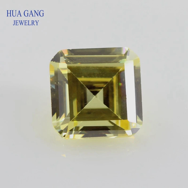 Square Shape Parallel Cut Loose Brilliant Cut Stone 4MM~10MM AAAAA Lemon Synthetic Gems Cubic Zirconia For Jewelry