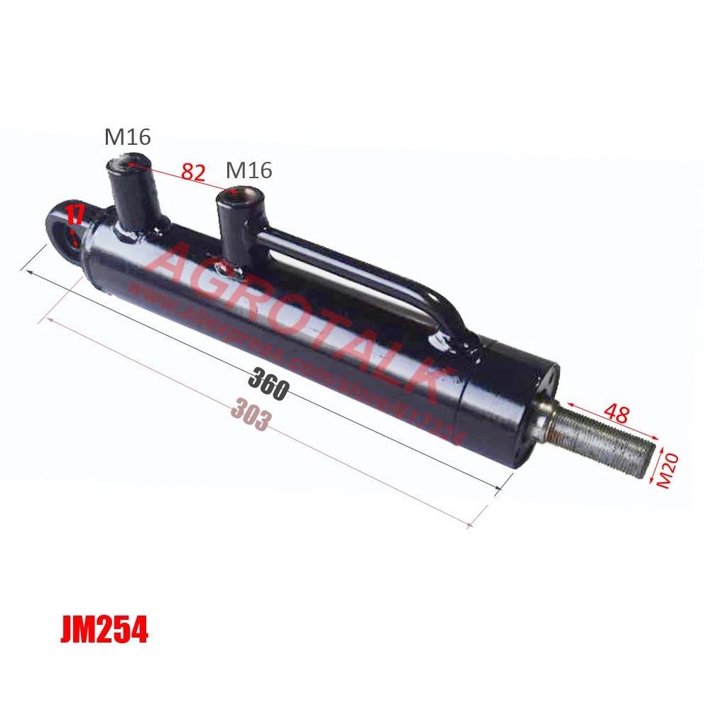 Steering cylinder for Jinma JM184 / JM254 tractor, please check the shape with dimenssions, part number: ZS184YZ.40.041 / ZS254Y