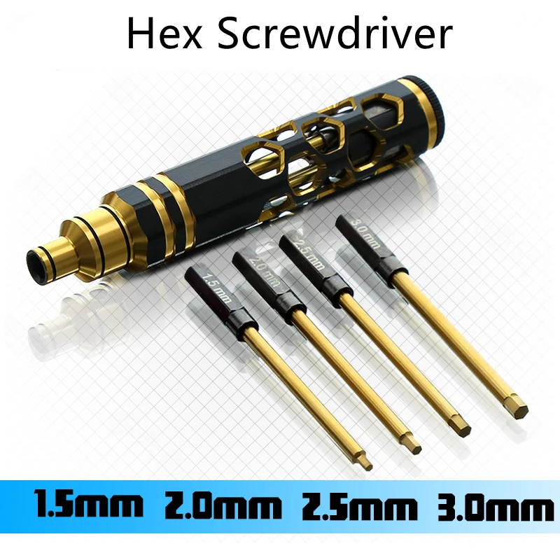 

RC Car Tool Hardened steel Handle Hex Screwdrivers 1.5mm/2.0mm/2.5mm/3.0mm Key Driver For TRX4 SCX10 ARRMA TAMIYA Yikong WLtoys