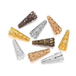 50pcs/lot Alloy Bugle Cone Filigree End Caps Beads Pendulum pendant For Necklace Spacer DIY Jewelry Making Supplies Findings