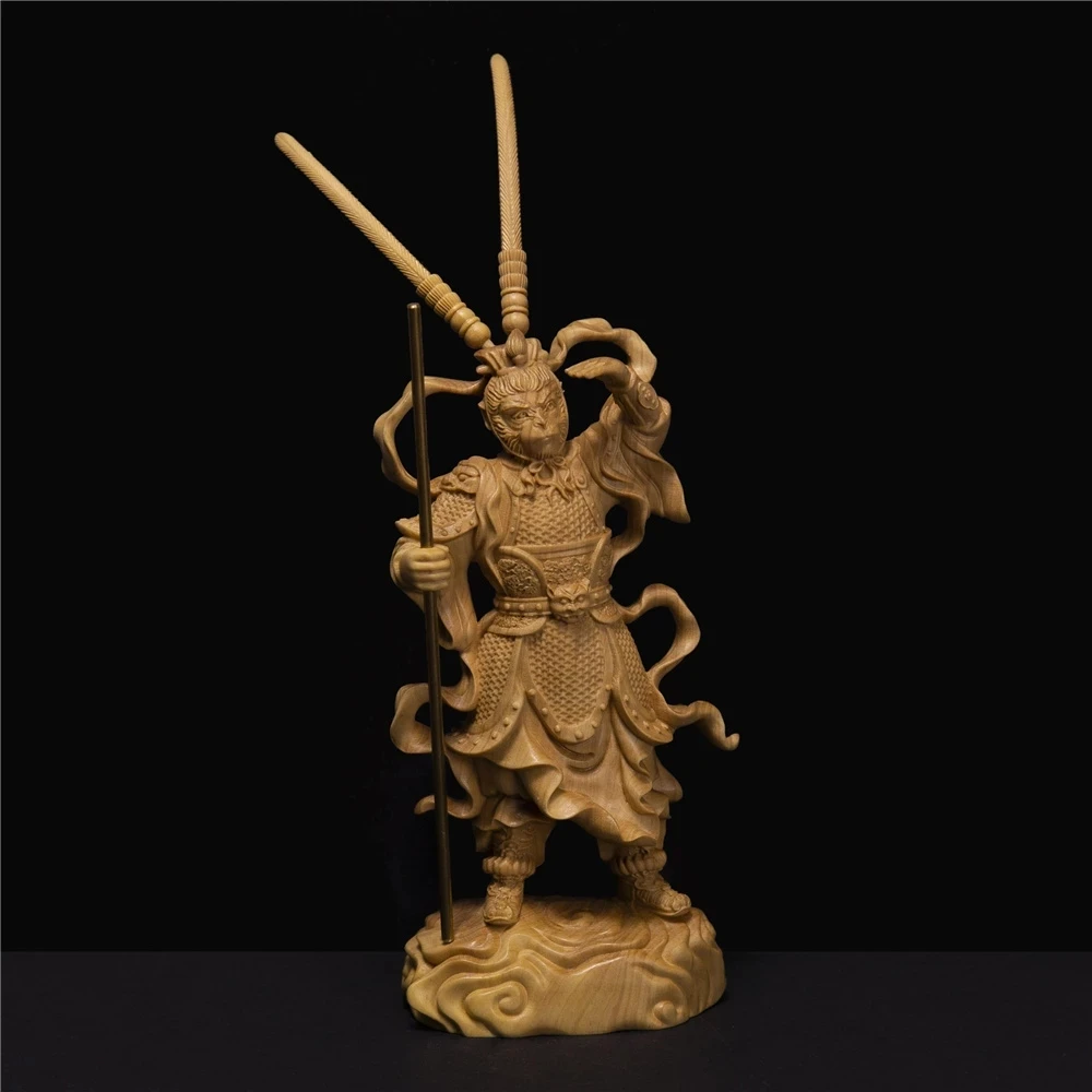 

The Monkey King Collectibles Sun Wukong Wooden Buddha Status Feng Shui Wooden Statues Decoration