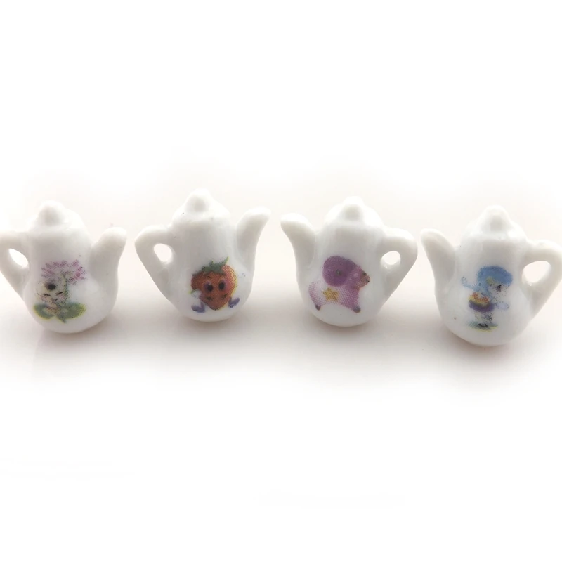 Fashion chinese style teapot ceramic charms for jewelry, cartoon animals printed ceramic pendants 50pcs/lot