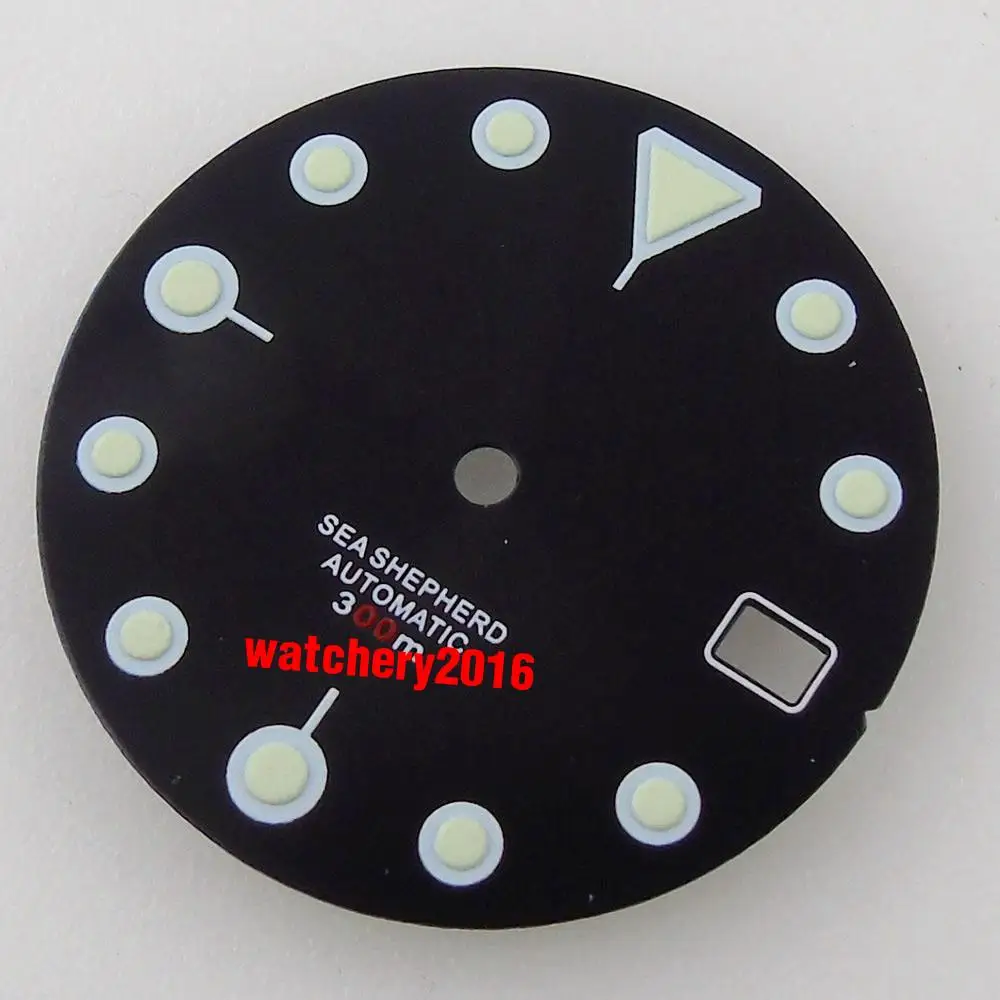 28.5mm Super Lume Watch Dial For NH35/NH35A Movement Date Window Black/Blue/Green Color For 3H/4H Crown Sunburst Watch Face