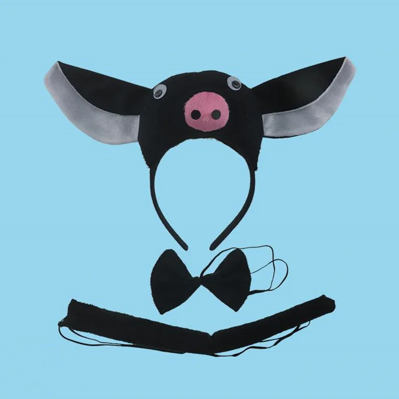 Adult Child Boy Girl Pig Cho Hakkai 3D Headband Tail Tie Animal Cosplay Costume Set Party Halloween Costume for Kids Christmas