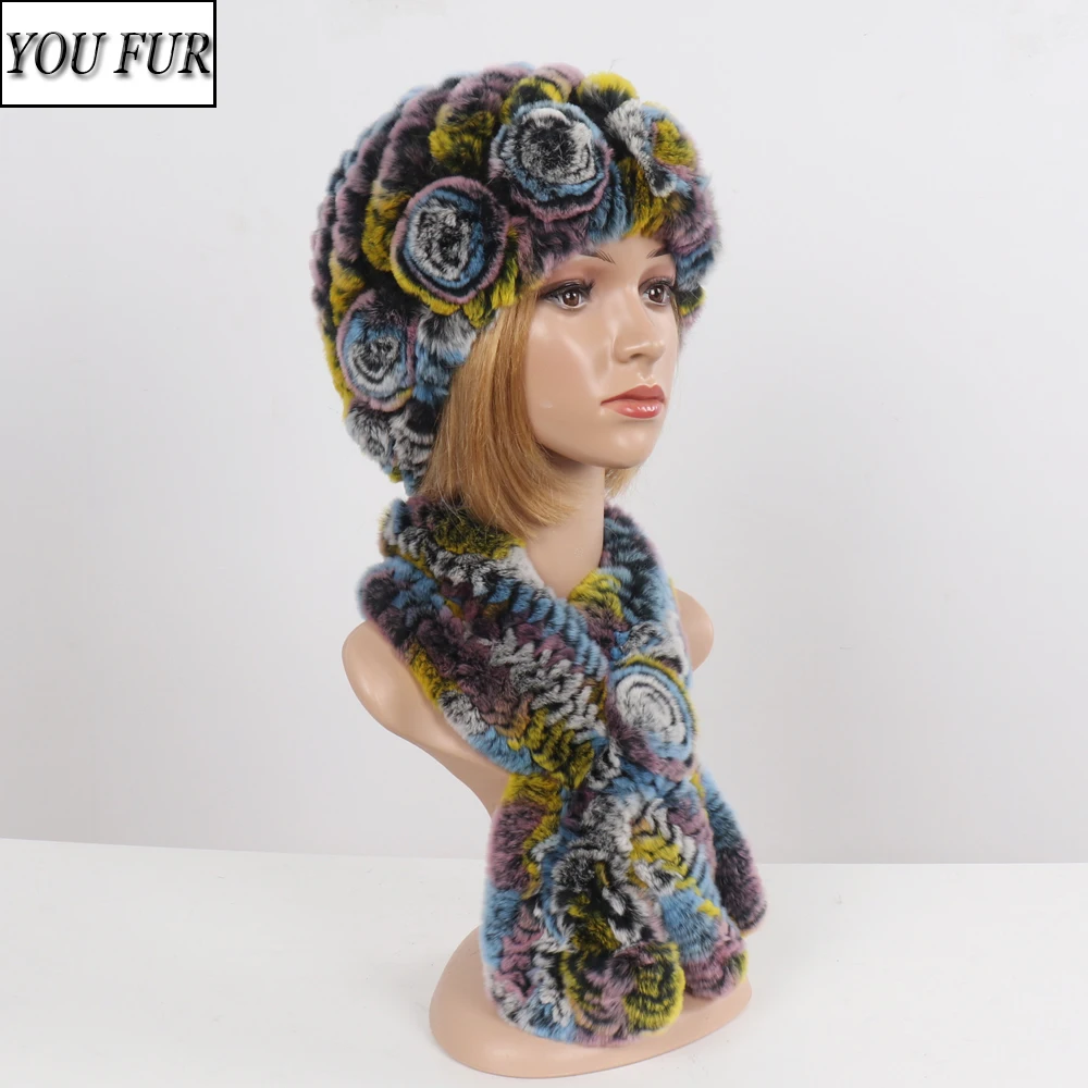 

2 шт., женские зимние вязаные шапки из натурального меха