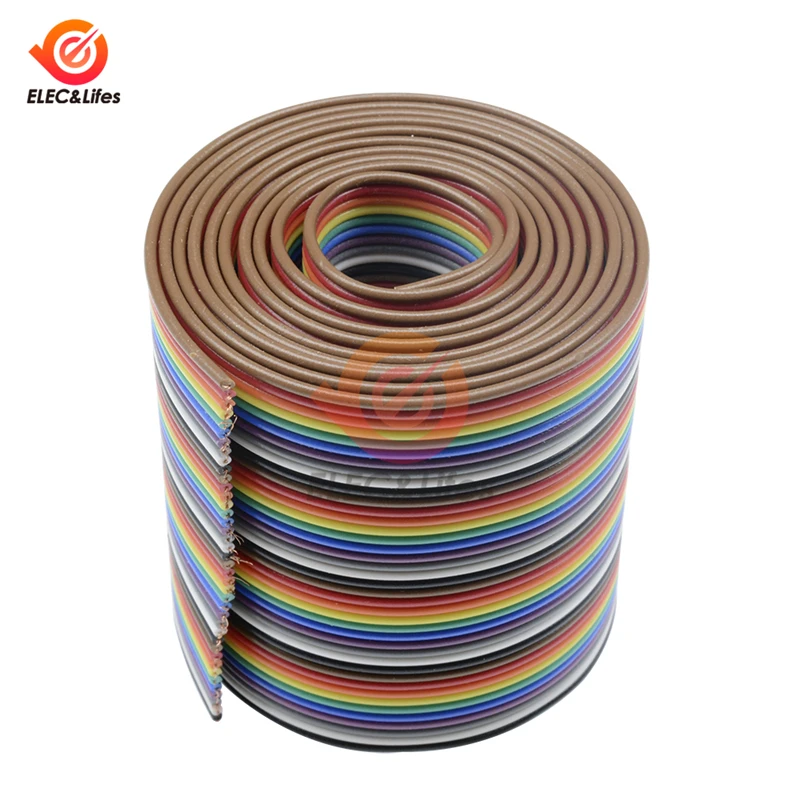 Dupont Jumper Wire 1Meter 40Pin Rainbow DuPont Cable Flat IDC strip line 40-Pin 1.20mm Pitch Connector Cables