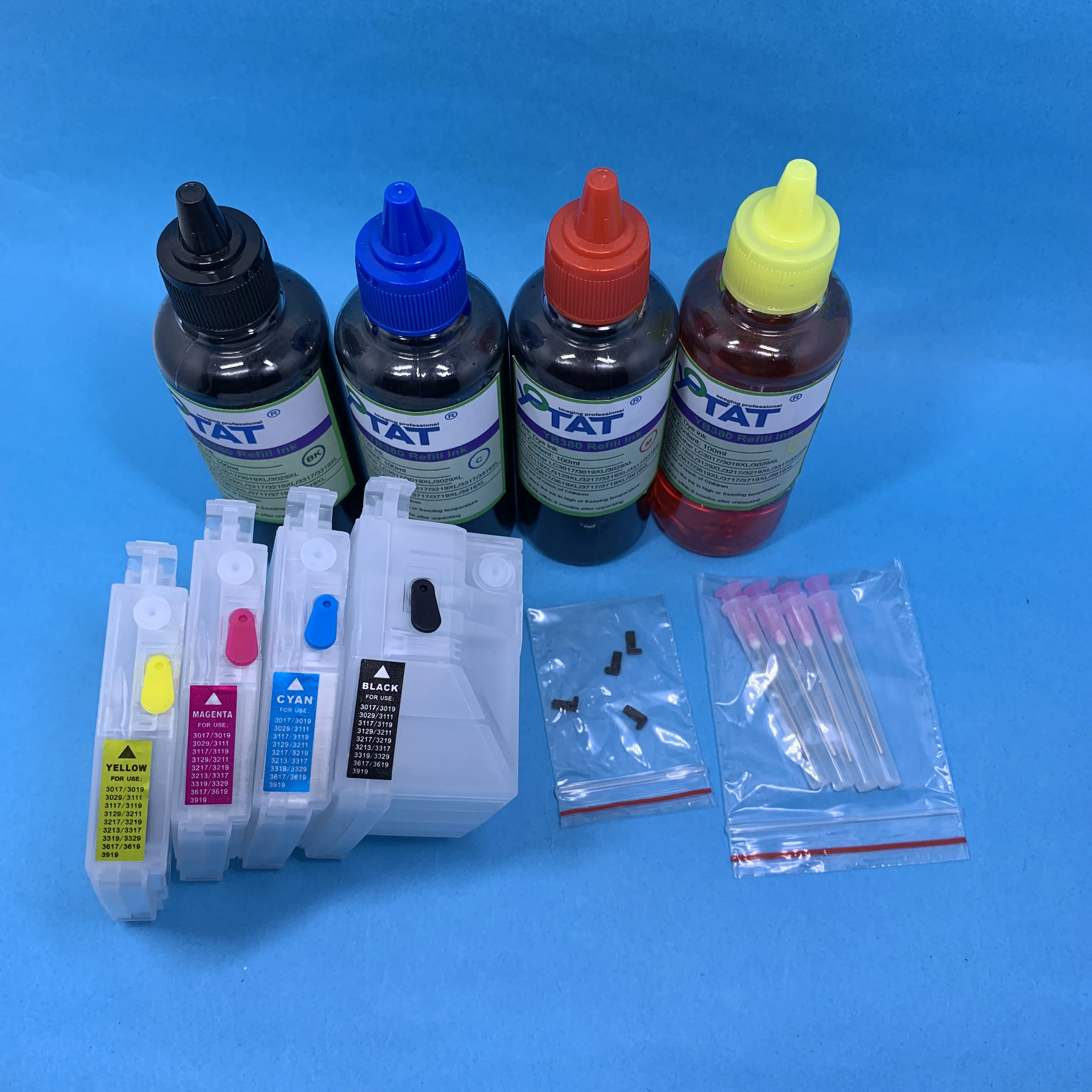 YOTAT 4color*100ml Dye ink + Refillable Ink Cartridge LC3029 LC3029XL for Brother MFC-J5830DW/J5830DW XL MFC-J5930DW MFC-J6535DW