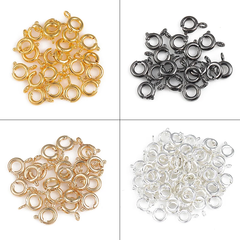 20Pcs/Lot 6mm Metal Plated Spring Ring Clasp Connector Jump Ring For Jewelry Findings Making DIY Chain Necklace Pendant Earrings