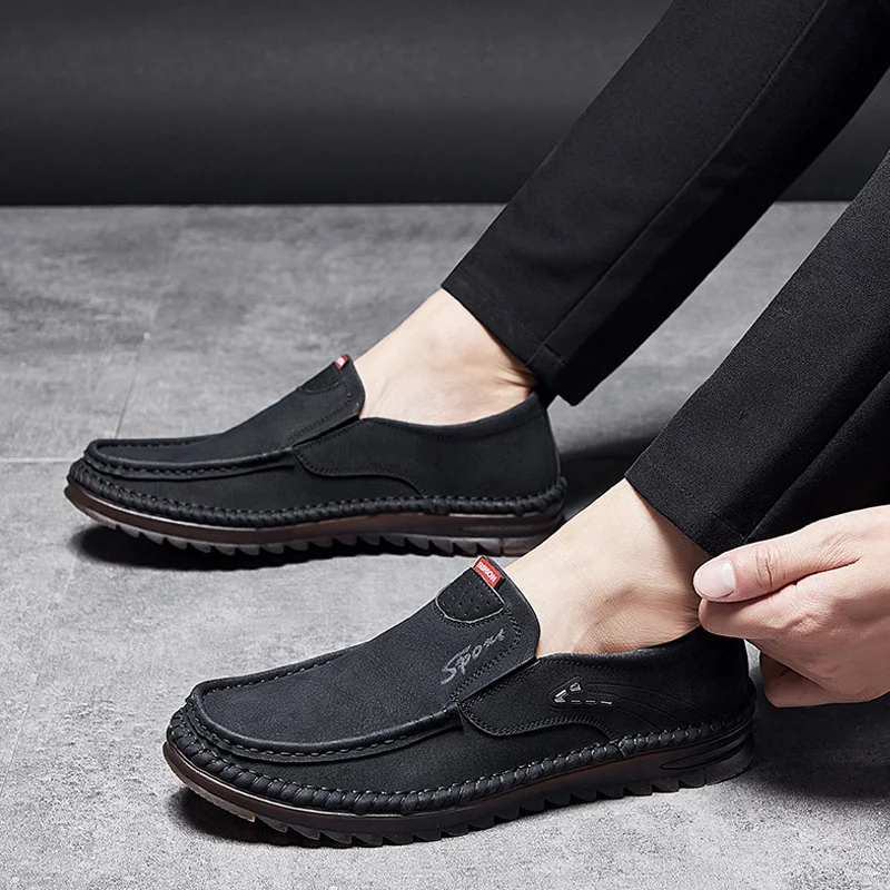 Genuine Leather Men Shoes Casual Luxury Brand 2023 Italian Mens Loafers Moccasins Breathable Slip on Boat Shoes Zapatos Hombre