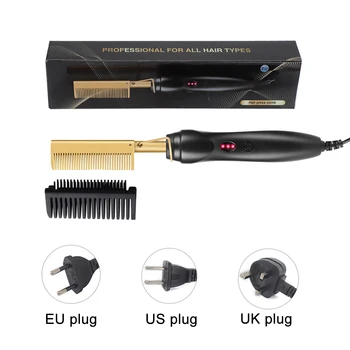 2 In1 Hot Comb Hair Straightener Electric Heating Comb Fast Heating Portable Travel Anti-Scald Beard Straightener Press Comb - Image 6
