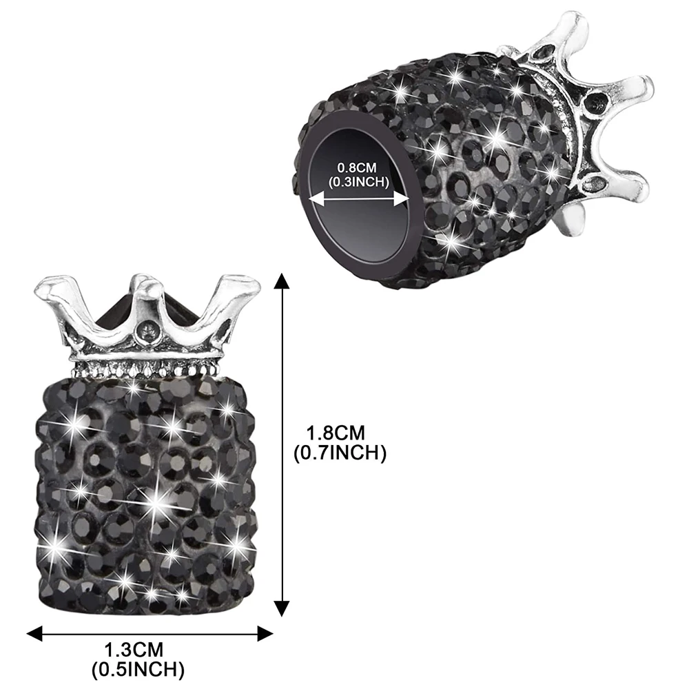 Tappi Valvola Per Pneumatici Auto Con Strass Di Cristallo, 4 Pezzi Colore Bianco, Coprimozzo Diamantati, Filettatura Universale, Anti Polvere E Ruggine