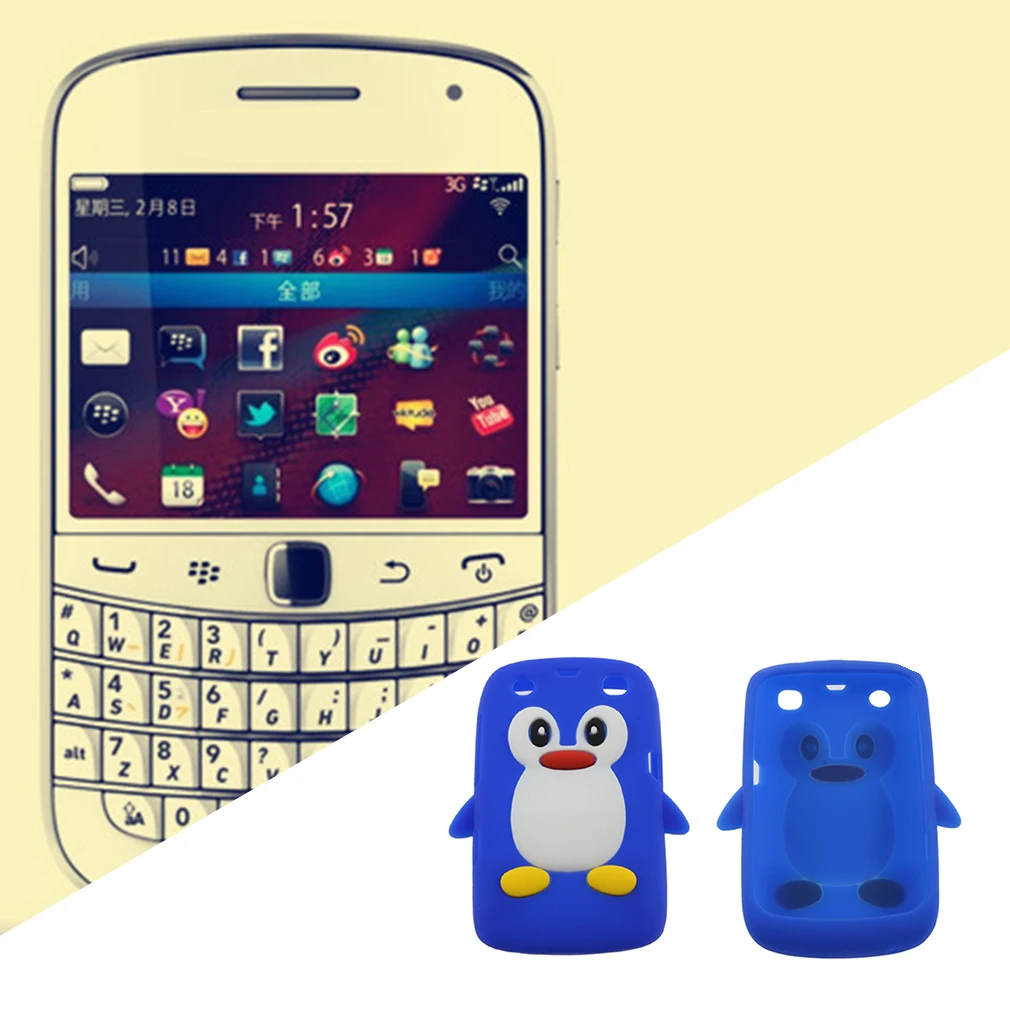 3D Penguin Shape Silicone  mobile phone case cover for Blackberry 9360 /9350 /9370/Curve PT163 Exquisitely Designed Durable